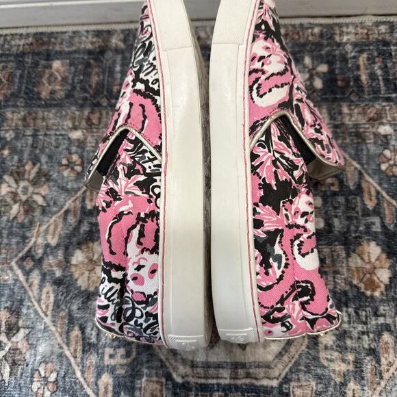 Lilly Pulitzer Womens Julie Sneakers Hibiscus Pink Hangin With My Boo Panda Sz 7 - Picture 5 of 6